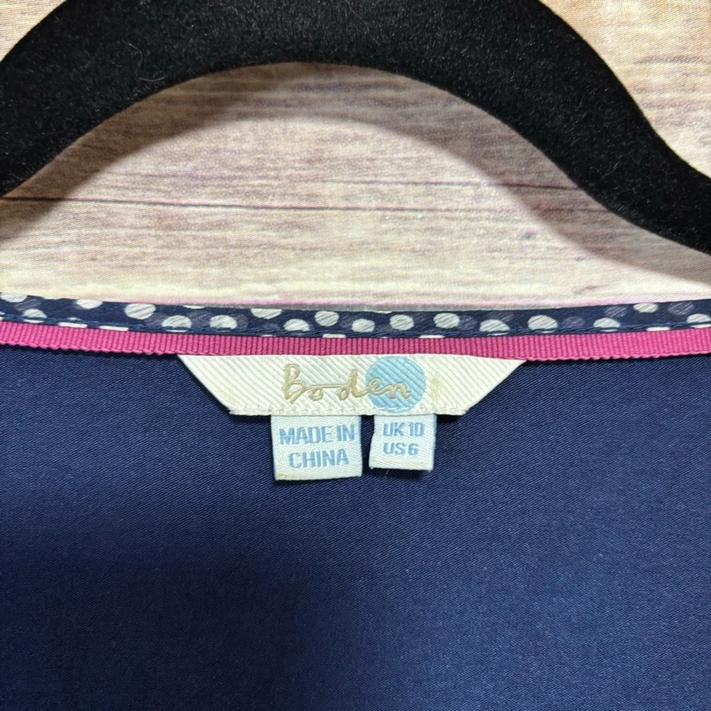 Boden Blue Polka Dot Blouse Size 6